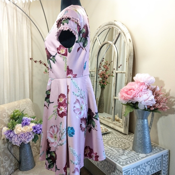 🍒NWOT🍒 TED BAKER FLORAL PRINT SKATER DRESS - Picture 4 of 6